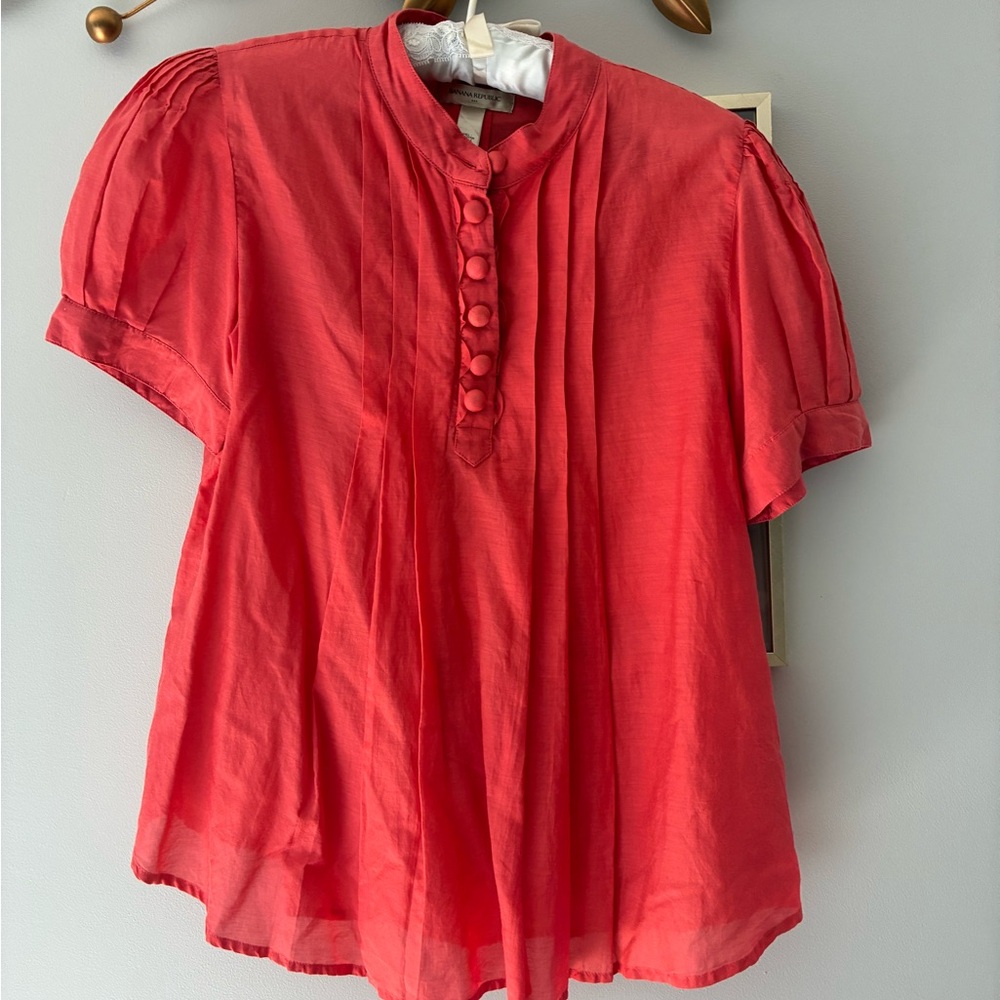 Women's  Banana Republic szS cotton/silk pleated Button-Up blouse
